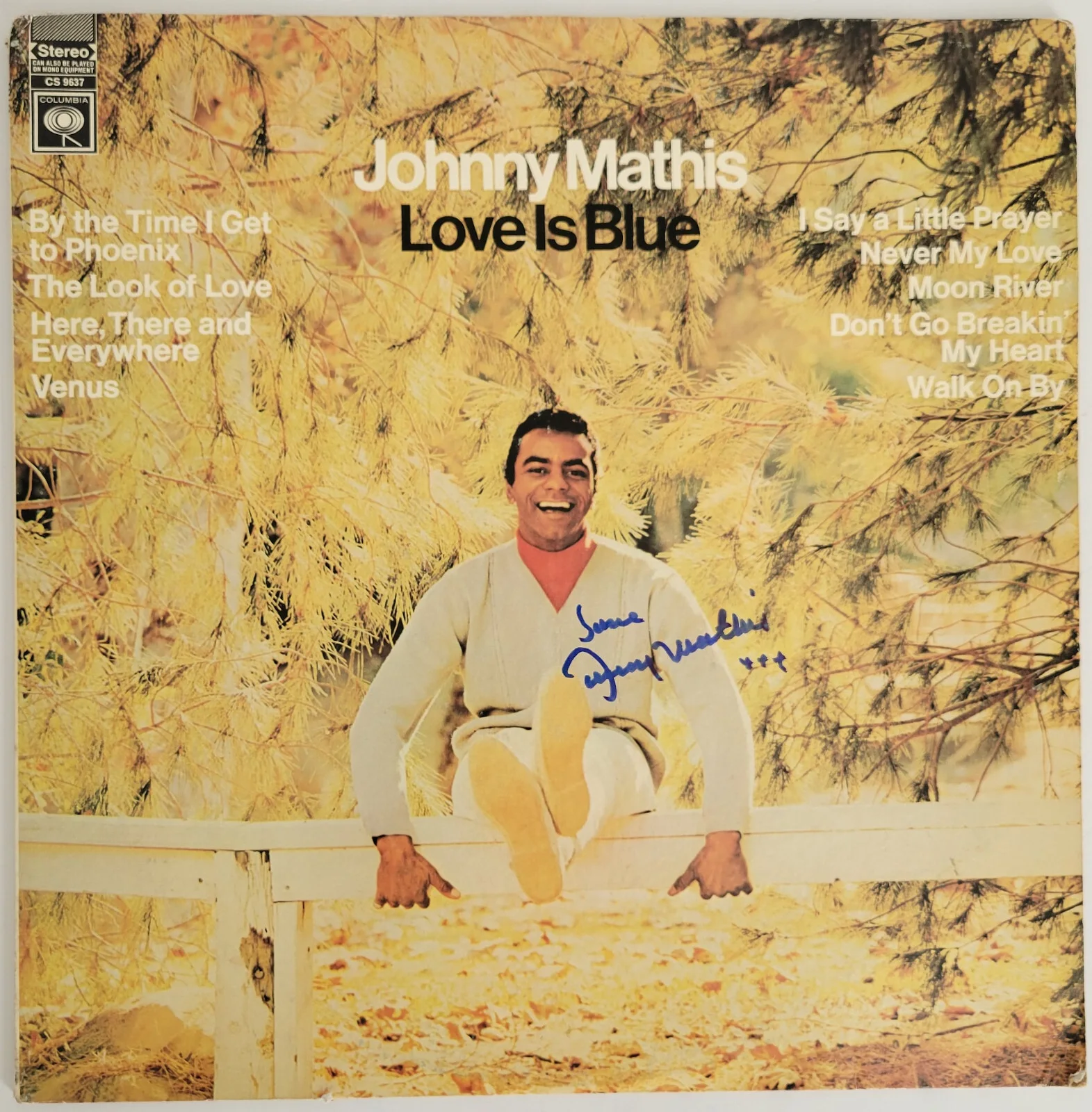 Johnny Mathis signed Love is Blue album, vinyl COA exact proof autographed, image 3