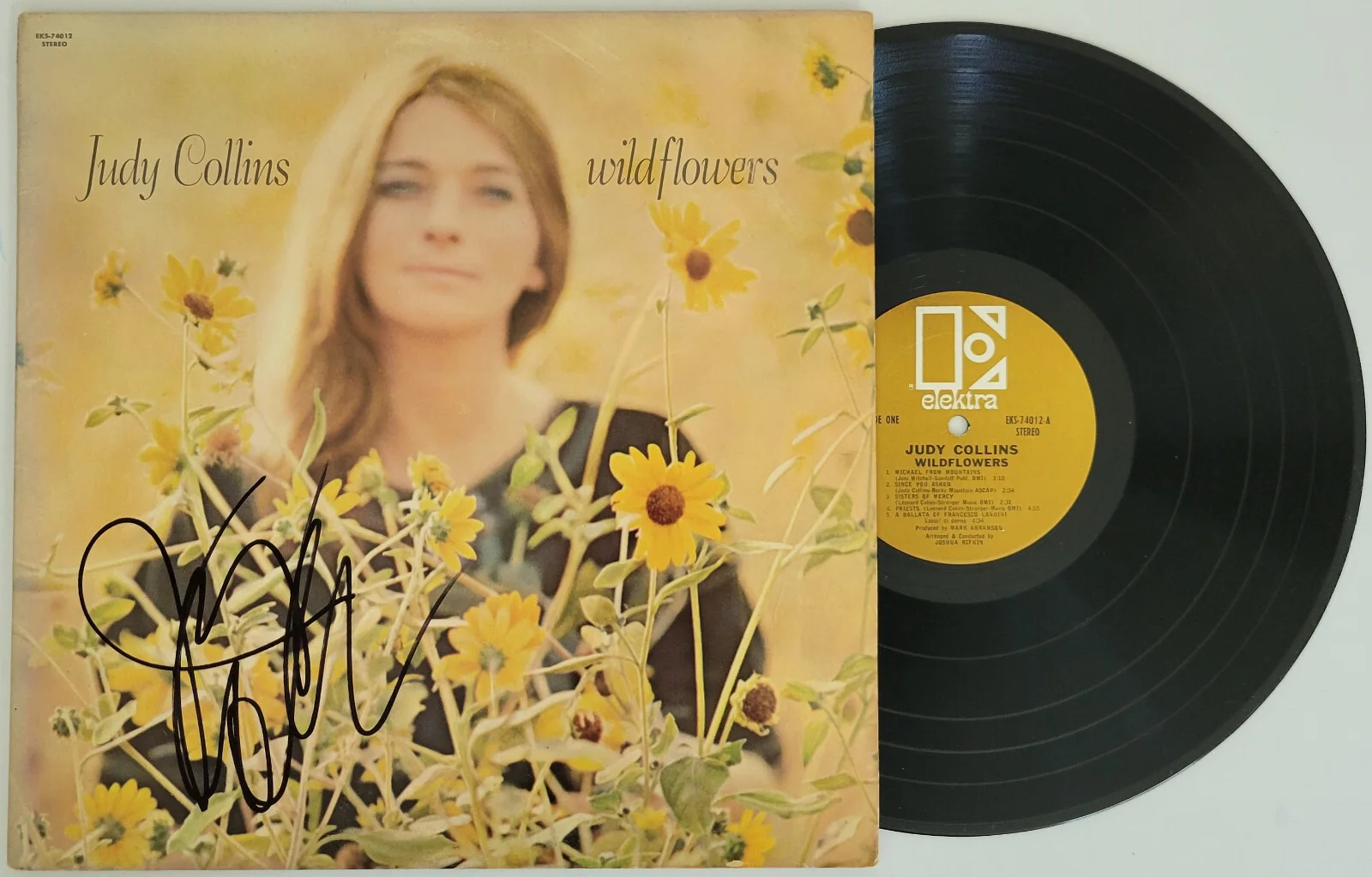 Judy Collins signed Wildflowers album vinyl record COA exact proof autographed, image 2
