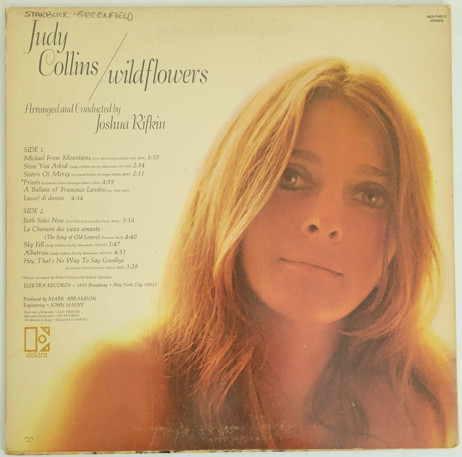 Judy Collins signed Wildflowers album vinyl record COA exact proof autographed, image 4