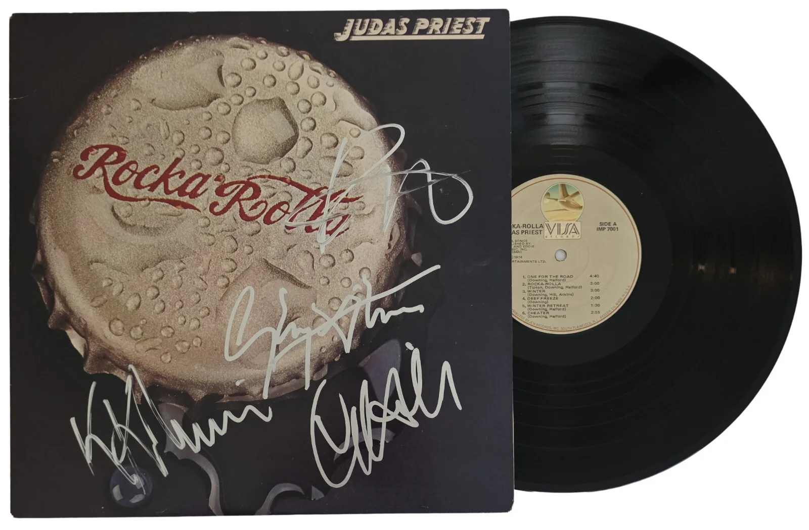 Judas Priest Signed Rocka Rolla Album Vinyl Proof Halford Tipton Hill Downing, image 2