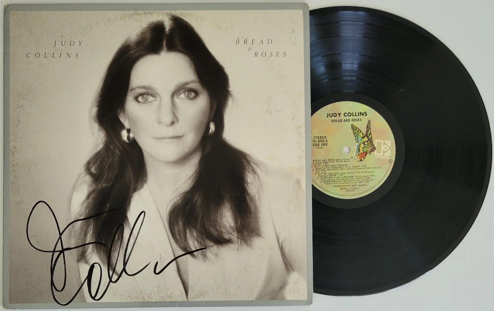Judy Collins signed Bread and Roses album vinyl record COA proof autographed, изображение 2