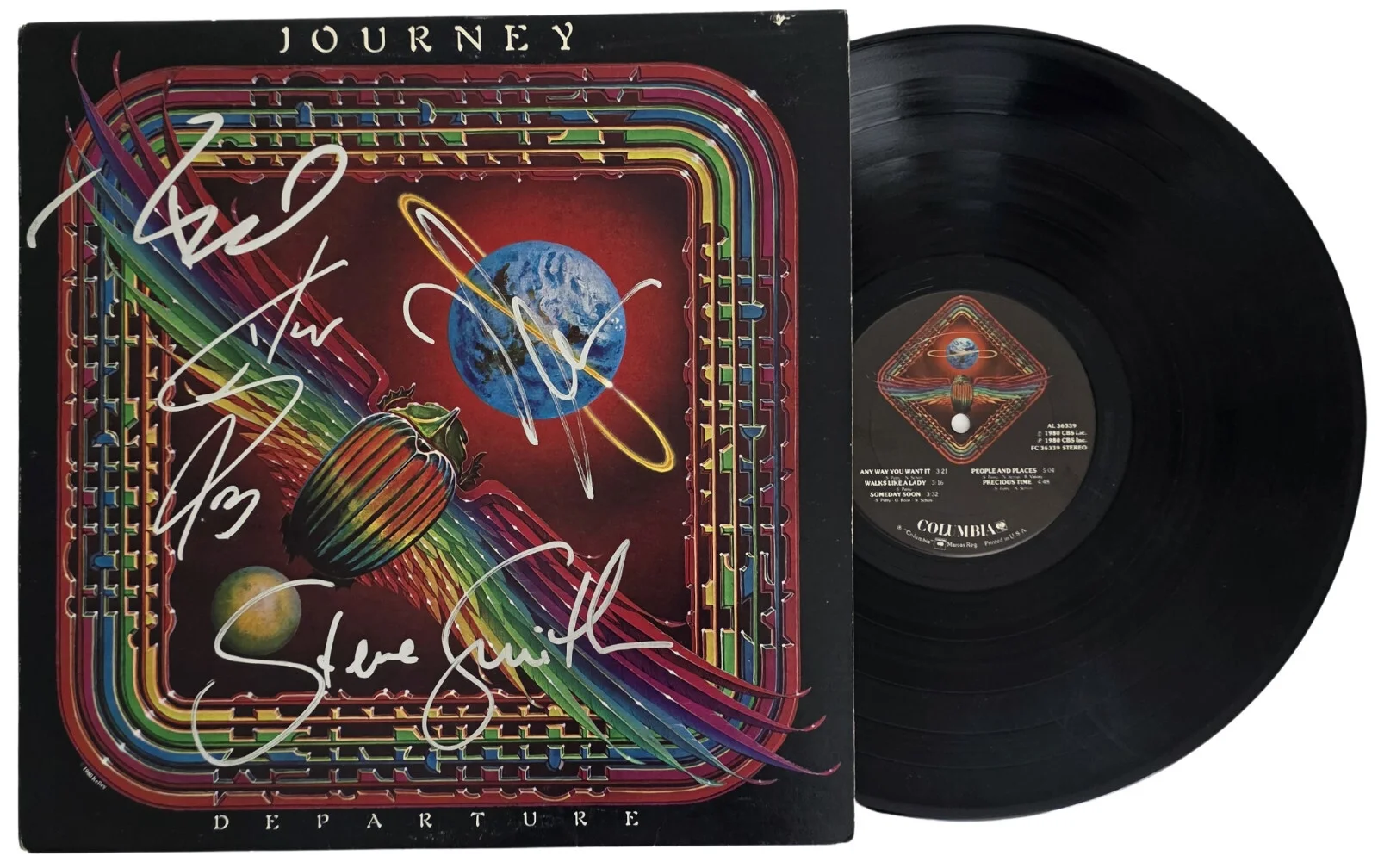 Journey Signed Departure Album COA Proof Autographed Vinyl Record Steve Perry, image 2