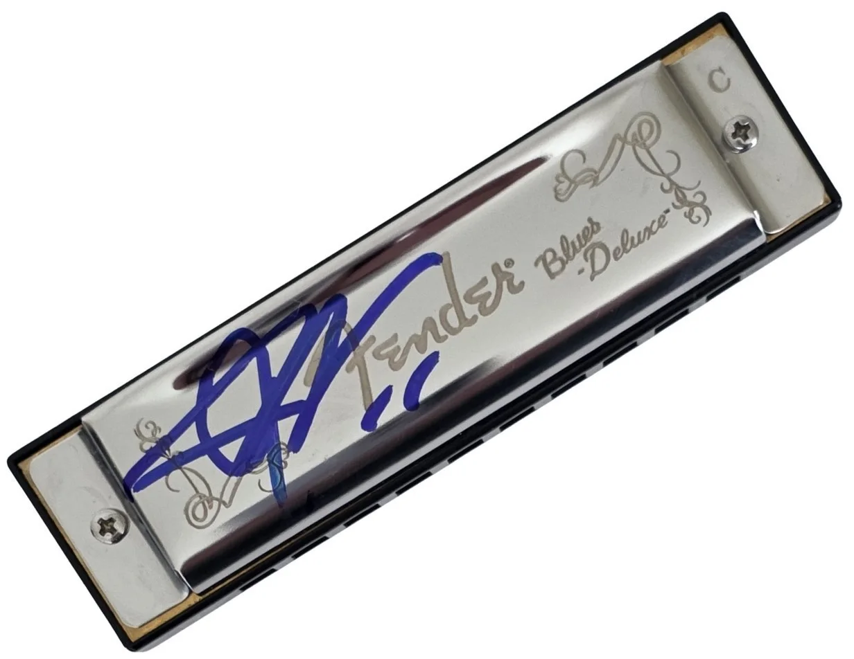 John Popper Blues Traveler Signed Fender Harmonica COA Exact Proof Autographed, image 3