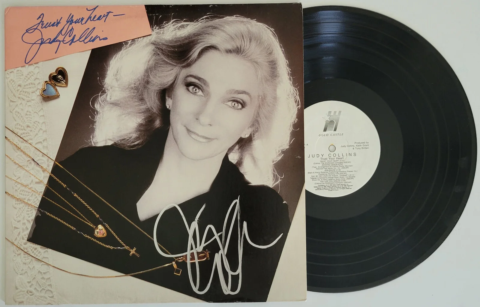 Judy Collins signed Trust your Heart album vinyl record COA proof autographed, image 2