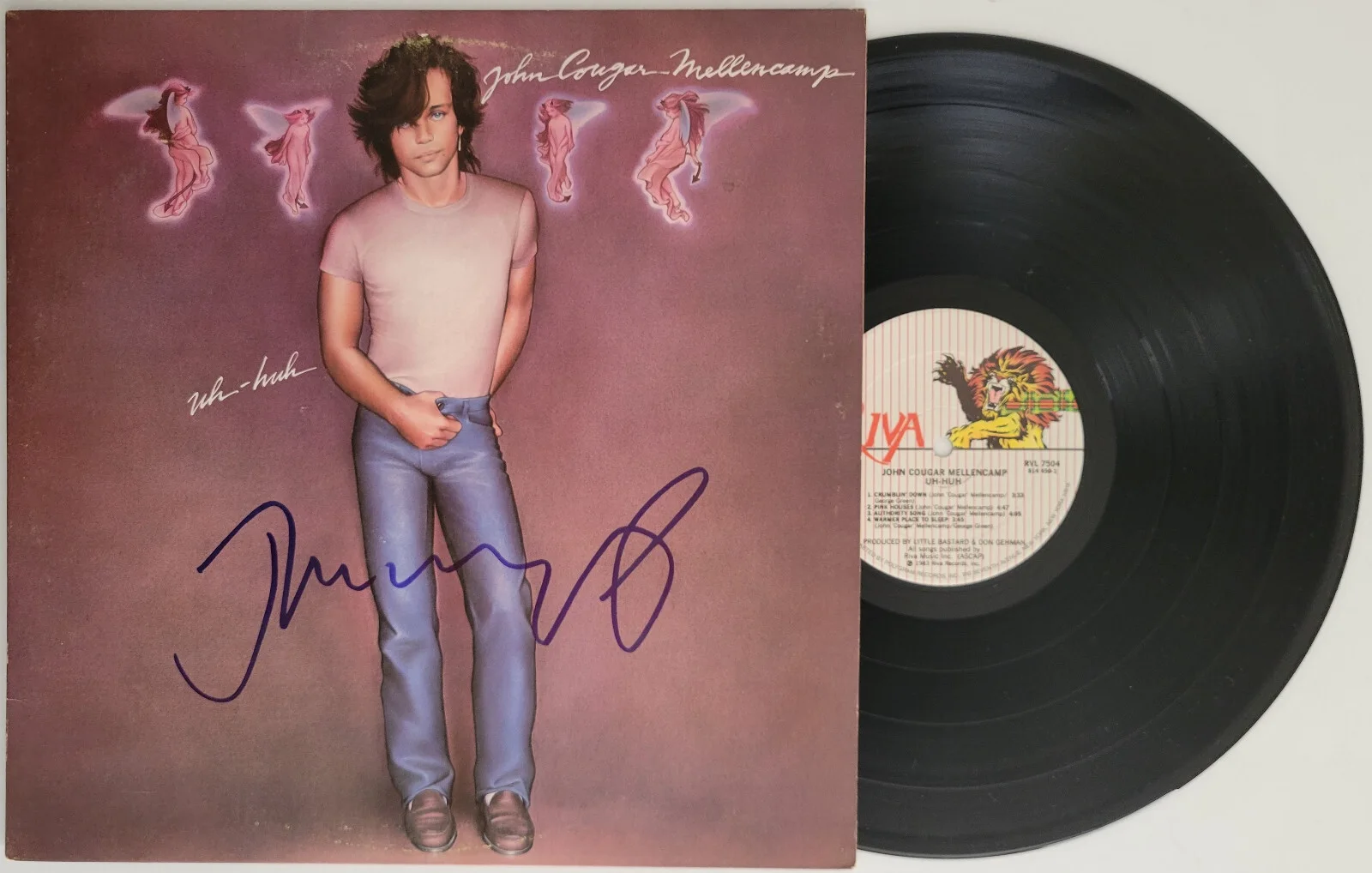 John Cougar Mellencamp signed Uh Huh album vinyl record proof Beckett COA auto, image 2