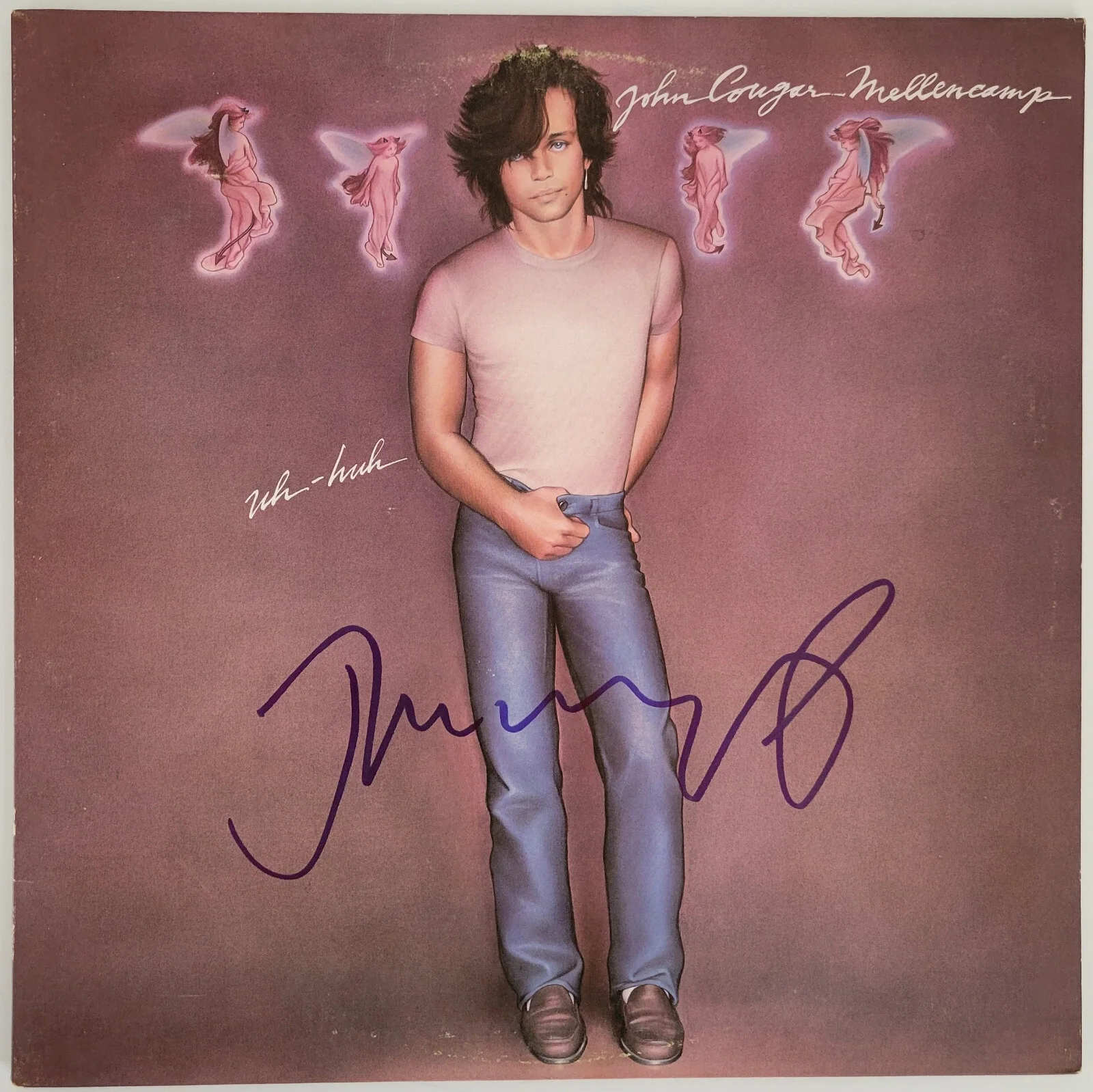 John Cougar Mellencamp signed Uh Huh album vinyl record proof Beckett COA auto, image 3
