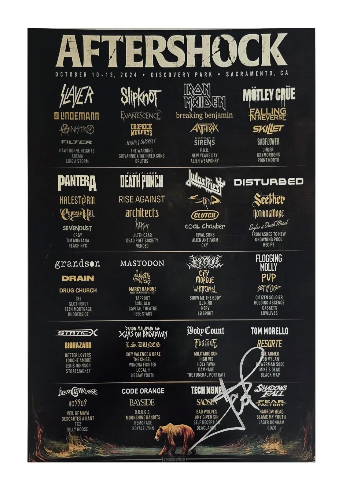 Ice T Signed 2024 Aftershock Festival 12x18 Event Poster COA Proof Autographed, image 2
