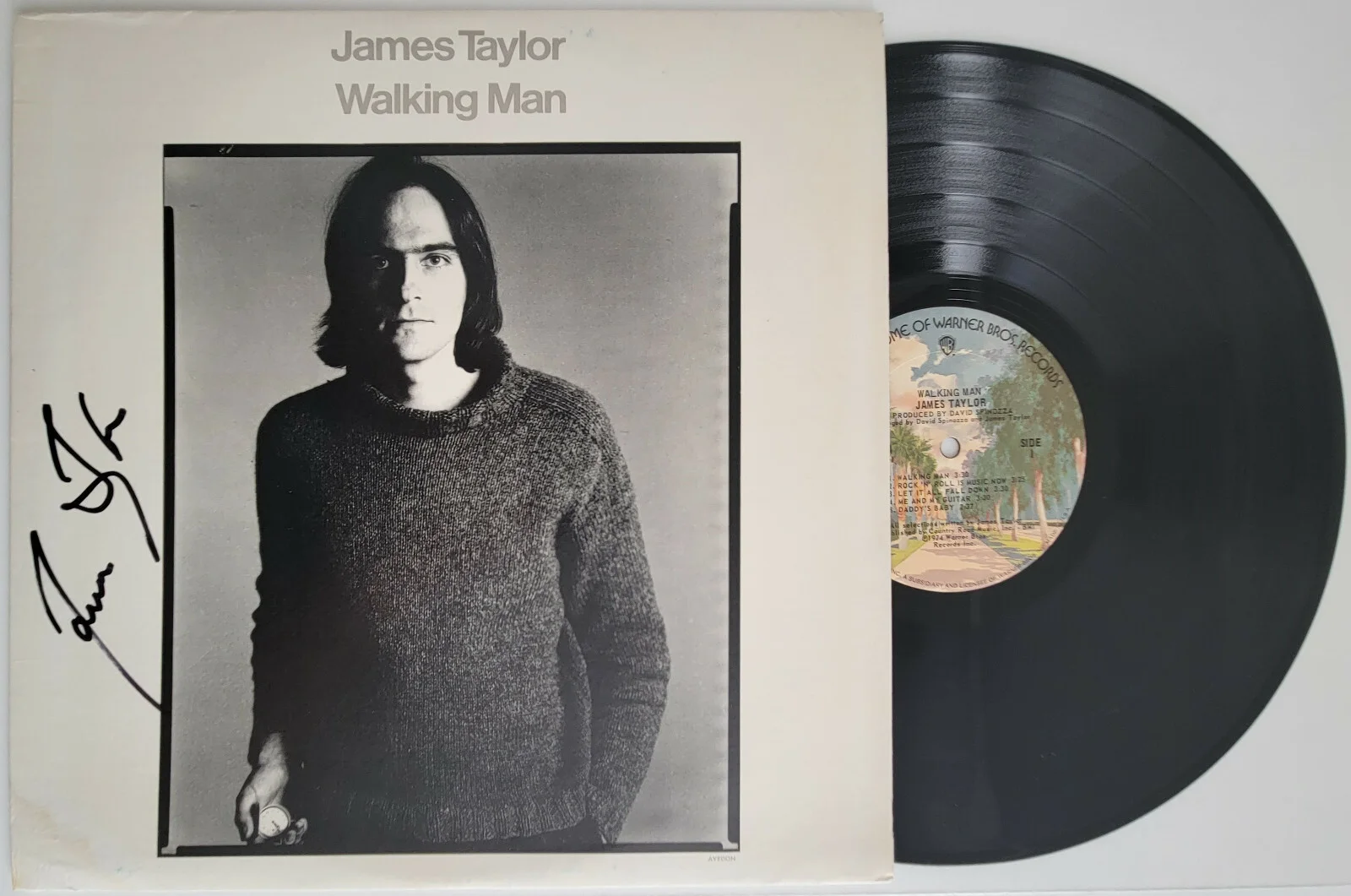 James Taylor signed autographed Walking Man album vinyl COA exact proof, image 2