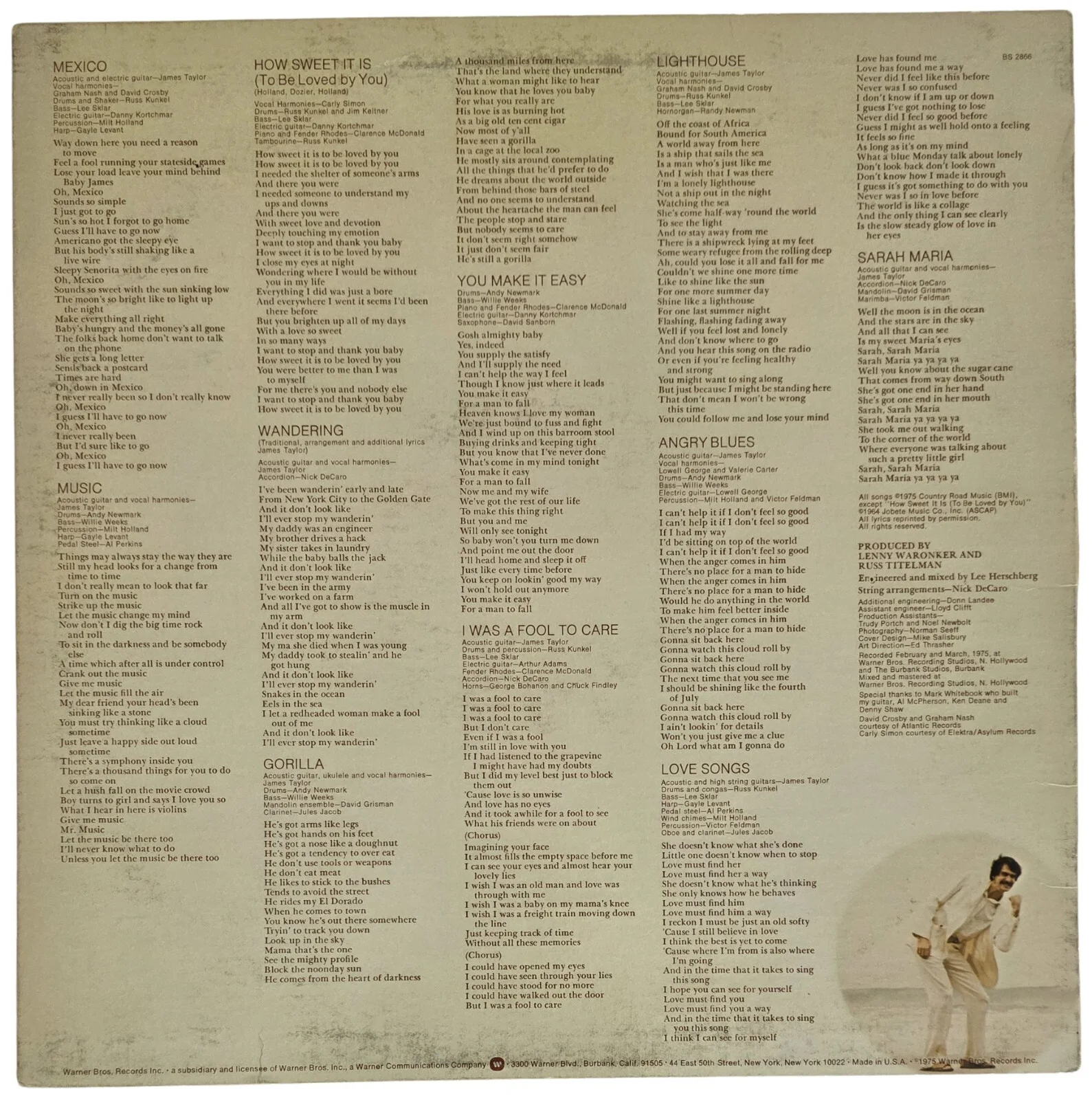 James Taylor Signed Gorilla Album COA Exact Proof Autographed Vinyl Record, изображение 4