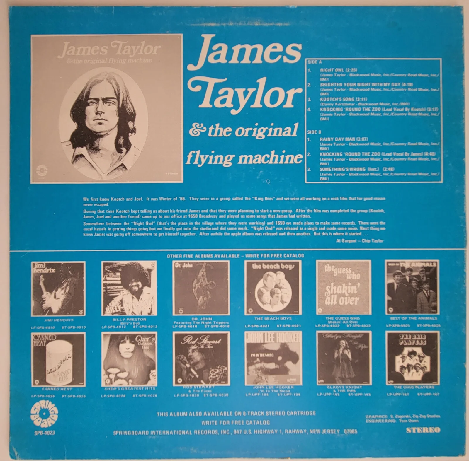 James Taylor signed autographed The Original Flying Machine album LP COA proof, изображение 4