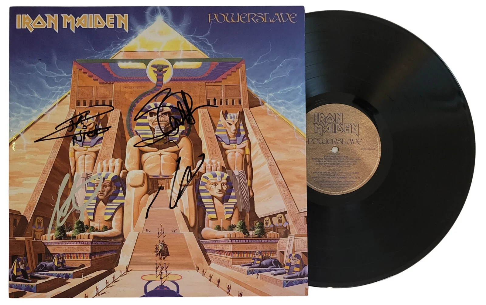 Iron Maiden Signed Powerslave Album COA JSA Exact Proof Autographed Vinyl Record, image 2