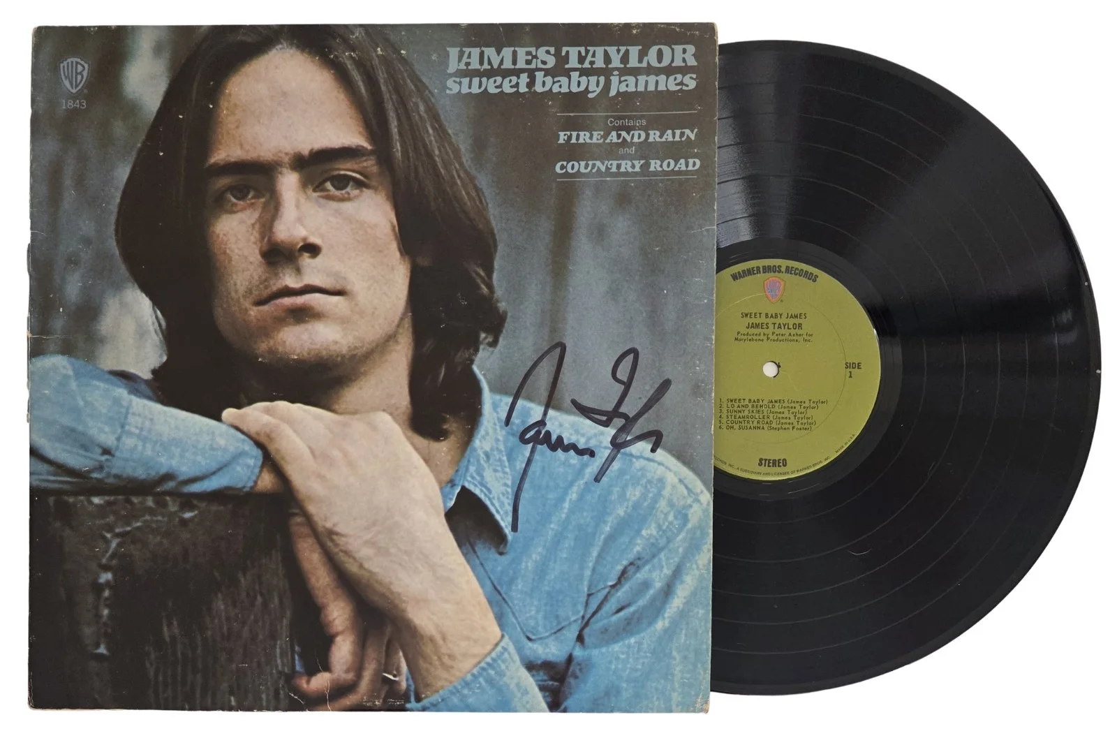 James Taylor Signed Sweet Baby James Album Vinyl Record COA Exact Proof Auto, изображение 2