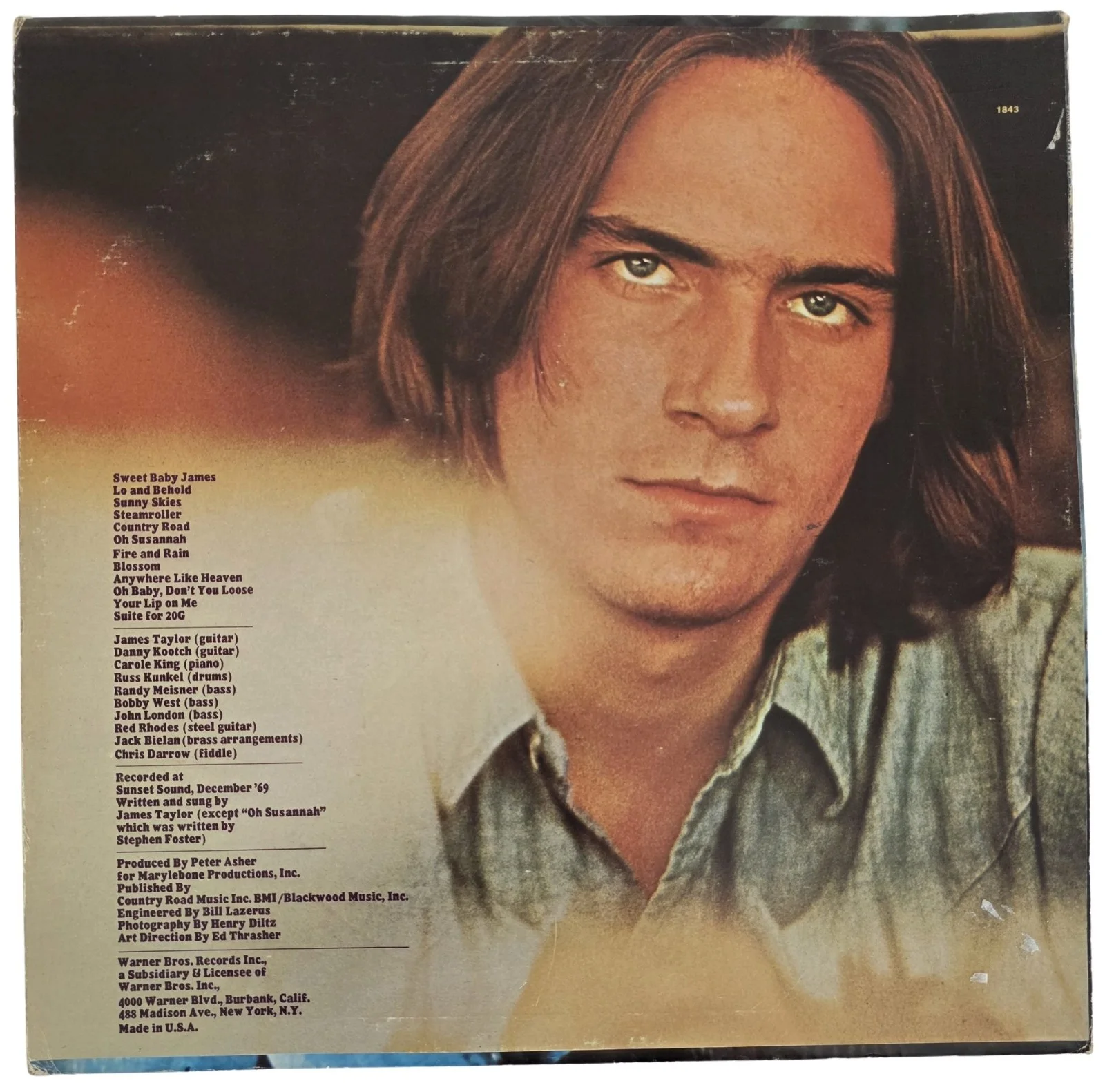 James Taylor Signed Sweet Baby James Album Vinyl Record COA Exact Proof Auto, изображение 5