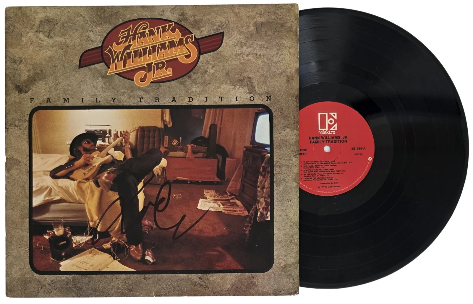 Hank Williams Jr Signed Family Tradition Album COA Proof Autograph Vinyl Record, изображение 2