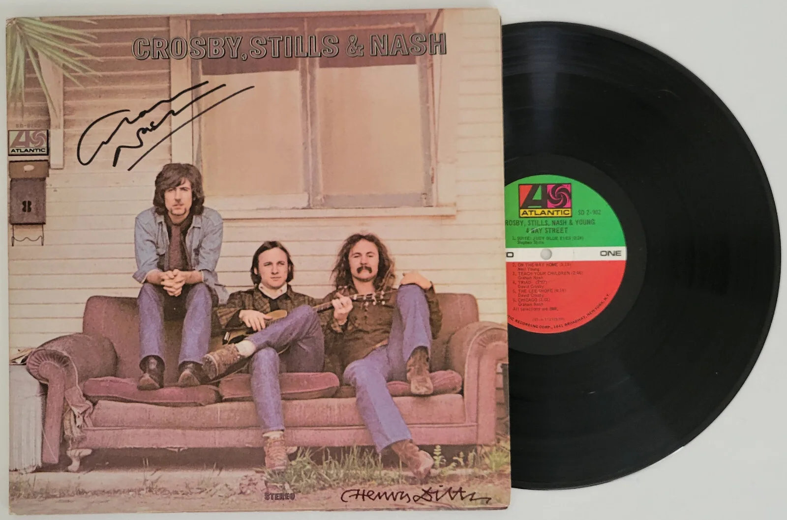 Graham Nash Henry Diltz signed Crosby Stills & Nash album vinyl COA exact proof, изображение 2