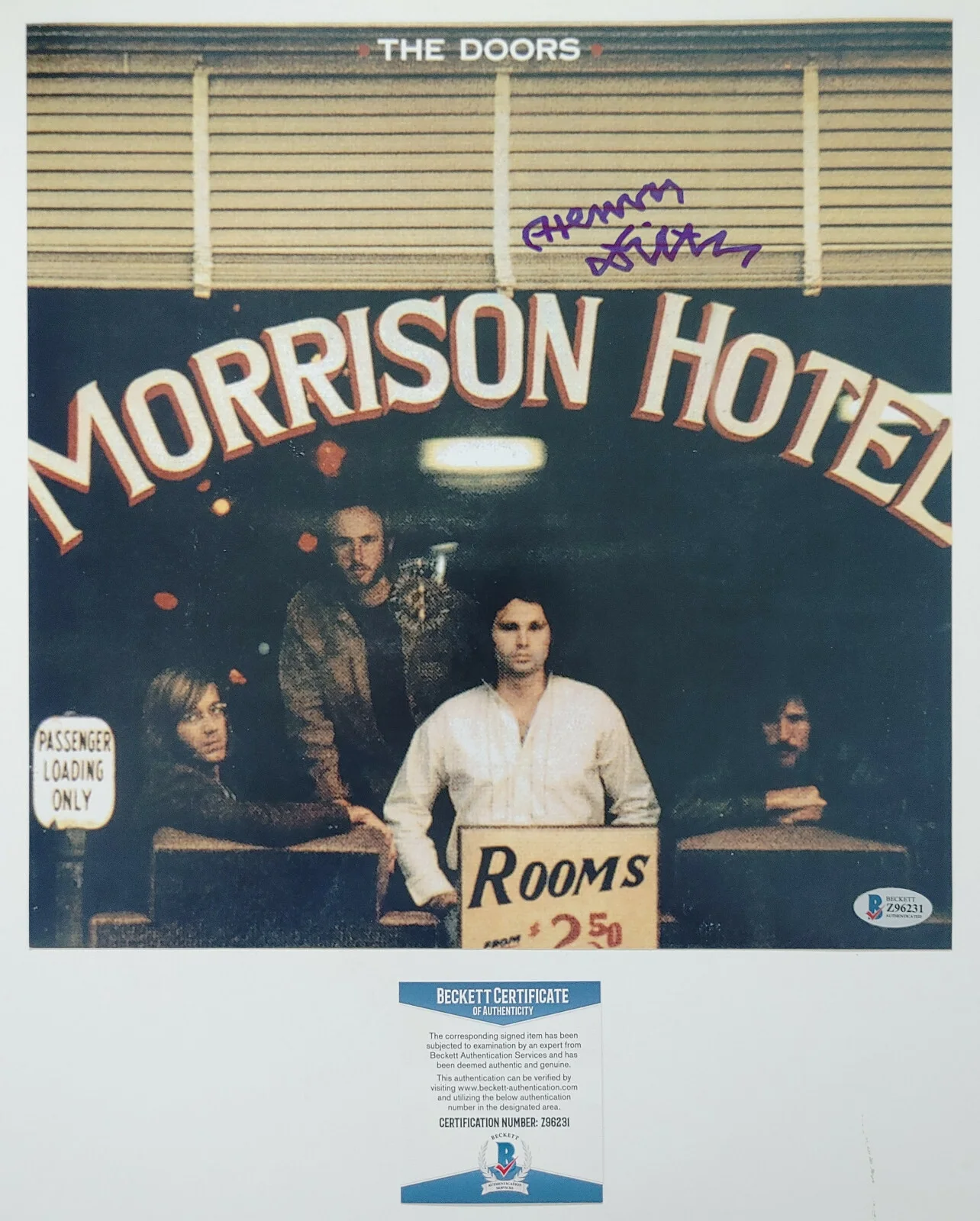 Henry Diltz signed 12x12 The Doors Morrison Hotel photo COA exact Proof Beckett, изображение 5