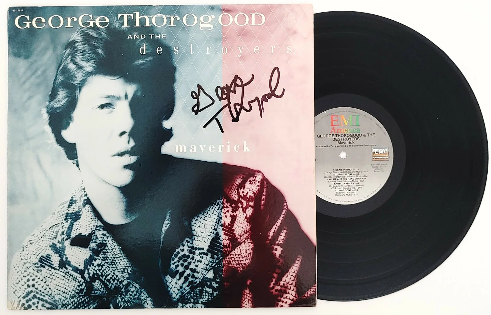 George Thorogood signed autographed Maverick album vinyl record proof Beckett, image 2