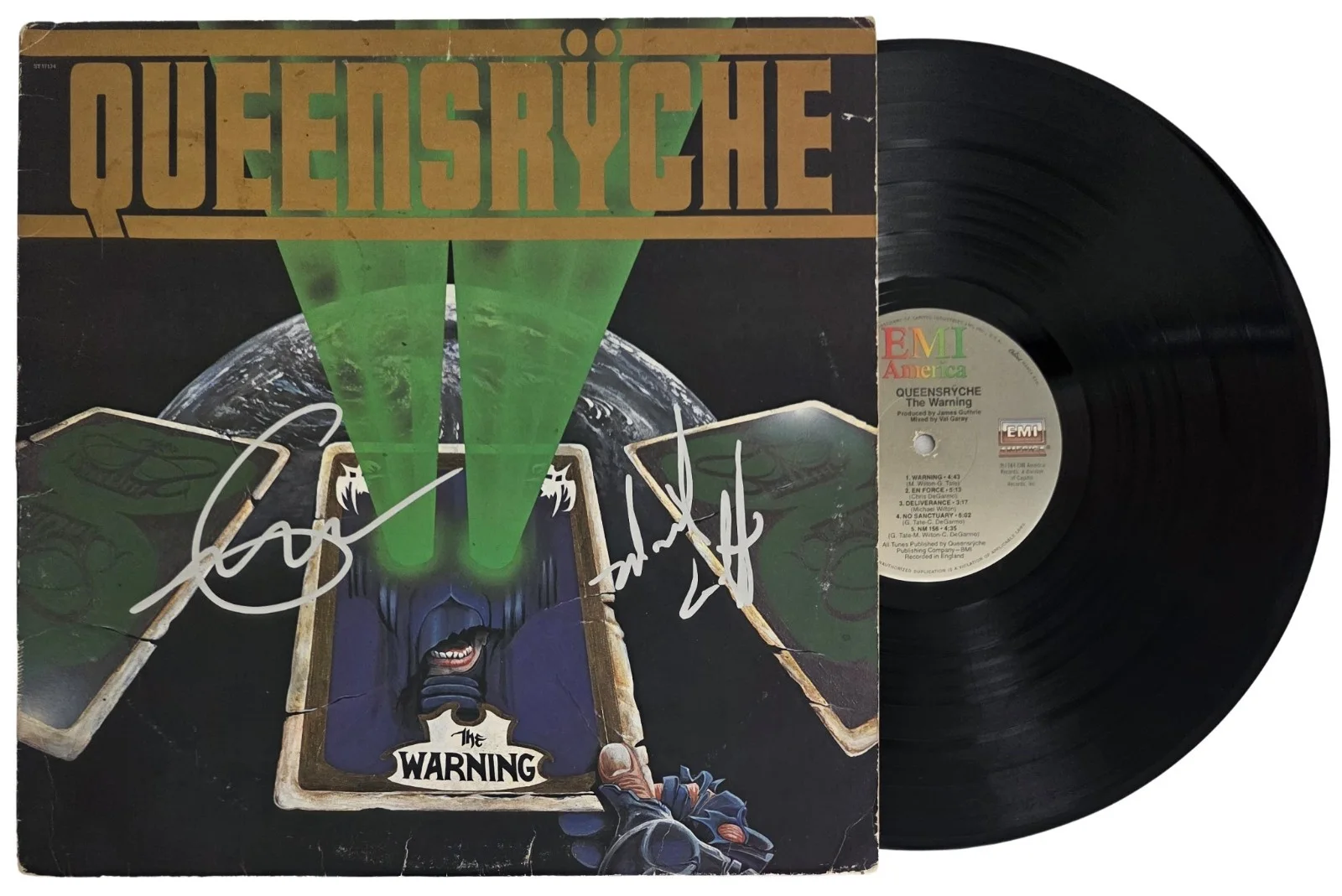 Geoff Tate Signed Queensryche The Warning Album COA Proof Autographed Vinyl, изображение 2