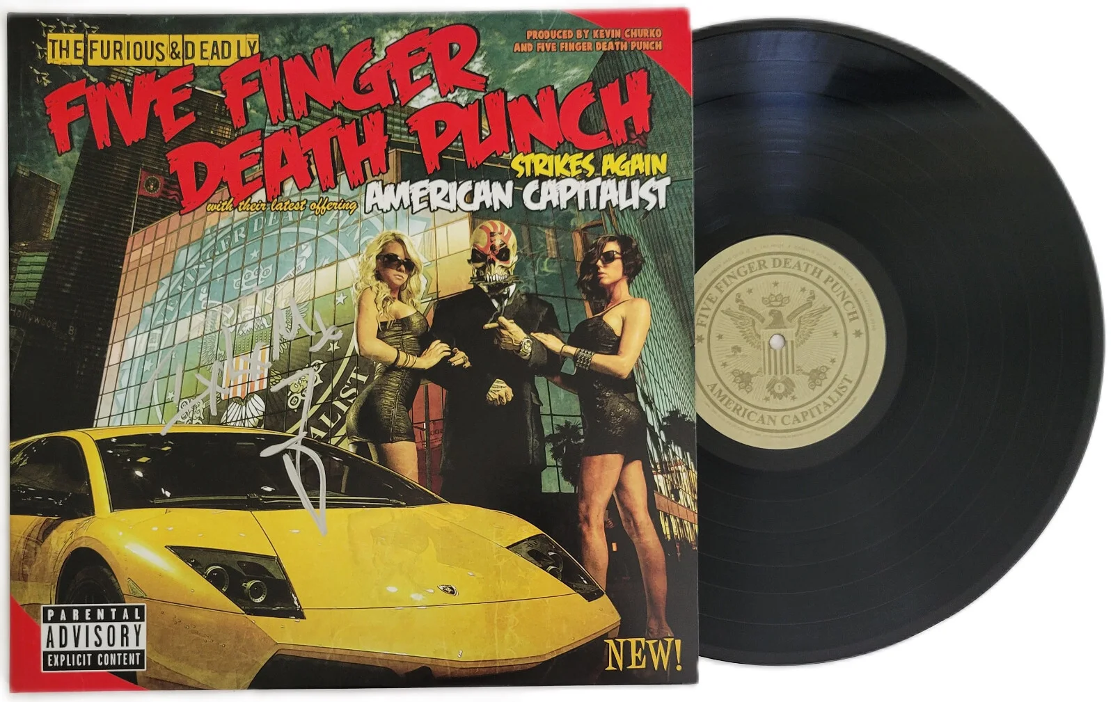 Ivan Moody Signed Five Finger Death Punch American Capitalist Album Proof Vinyl, изображение 2