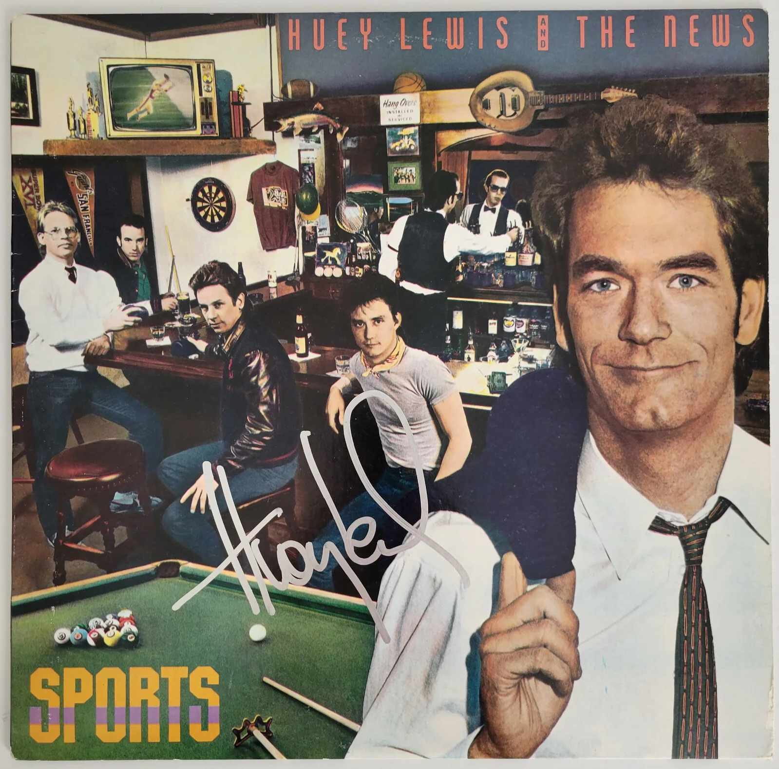 Huey Lewis signed Sports album COA exact proof autographed Vinyl Record, изображение 3