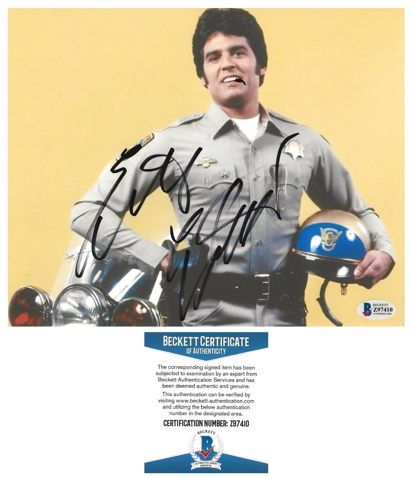 Erik Estrada — Erik Estrada Actor signed Ponch CHiPs 8x10 photo Beckett COA autographed.