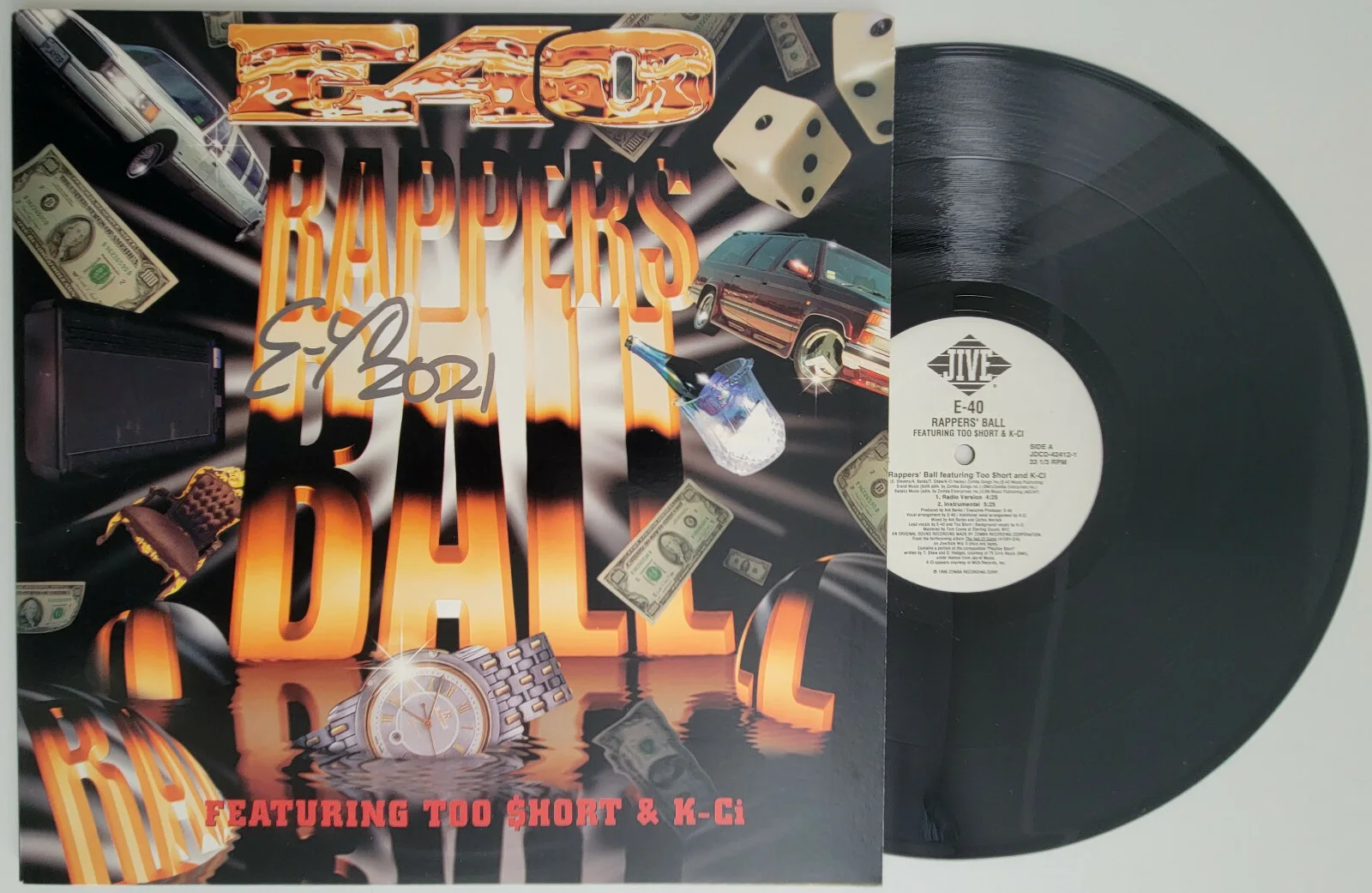 Earl Stevens E40 signed autographed Rappers Ball album vinyl COA exact proof, изображение 2