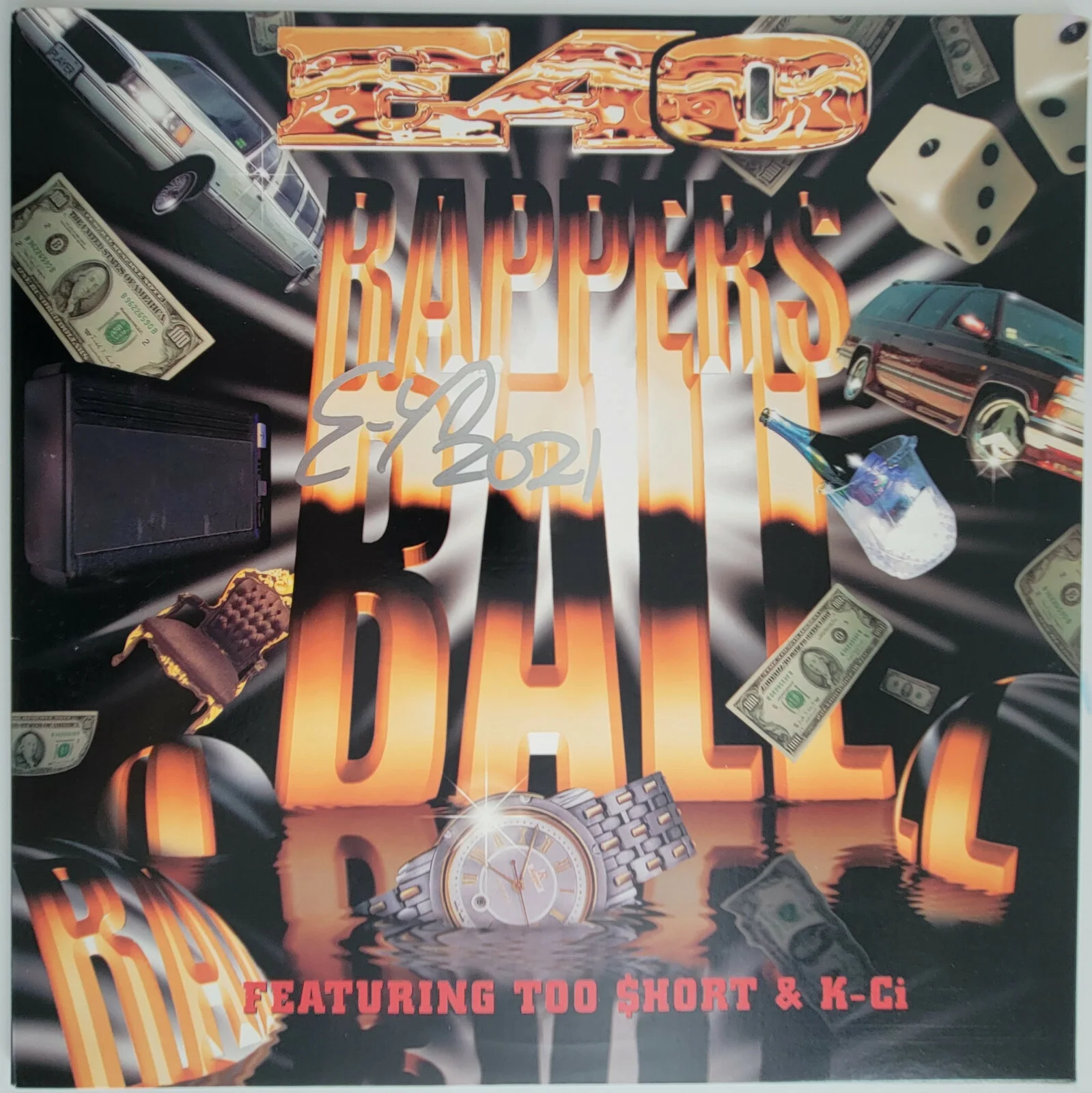 Earl Stevens E40 signed autographed Rappers Ball album vinyl COA exact proof, изображение 3