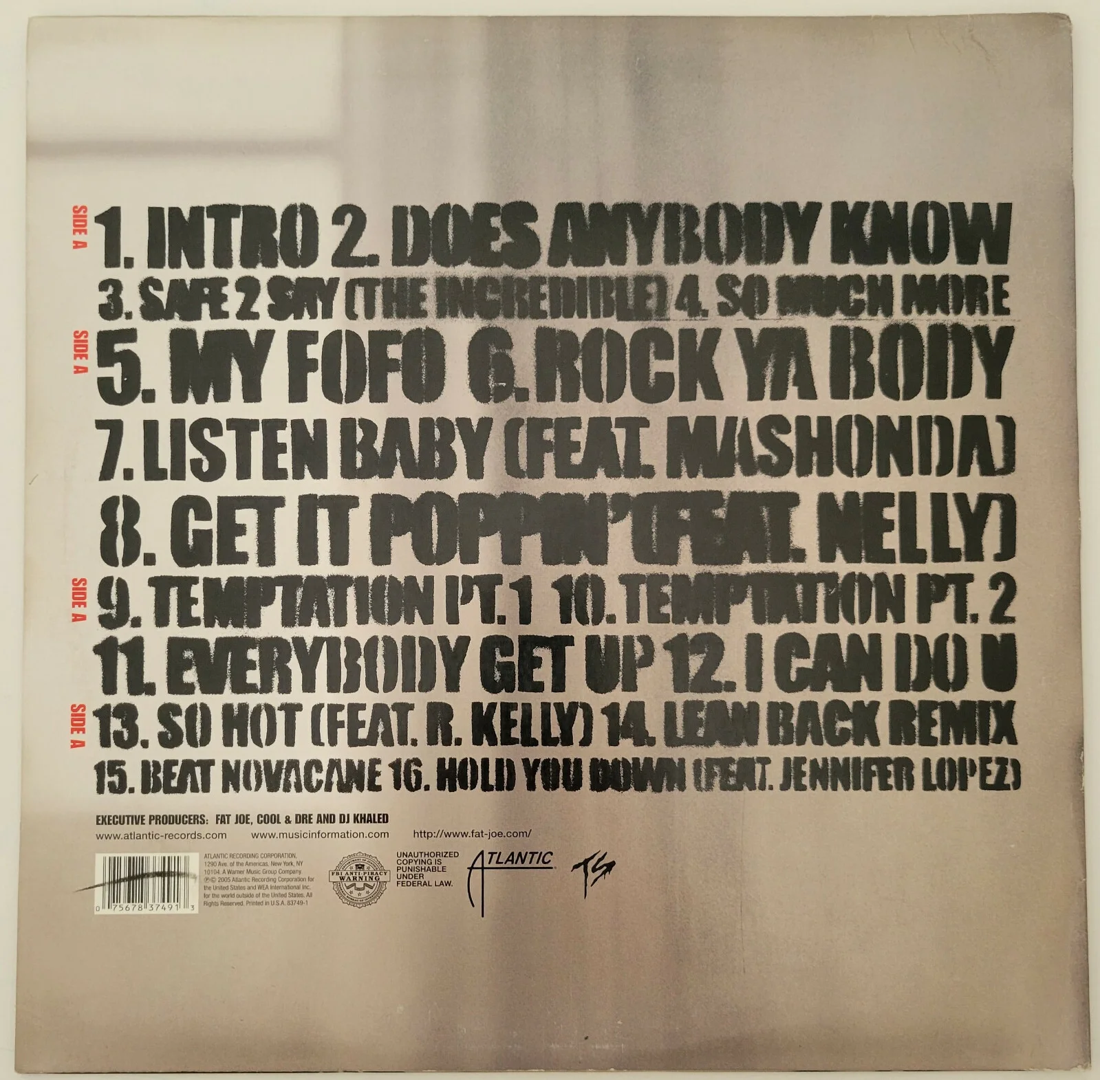 Fat Joe signed autographed All or Nothing album vinyl Record COA exact proof, изображение 4