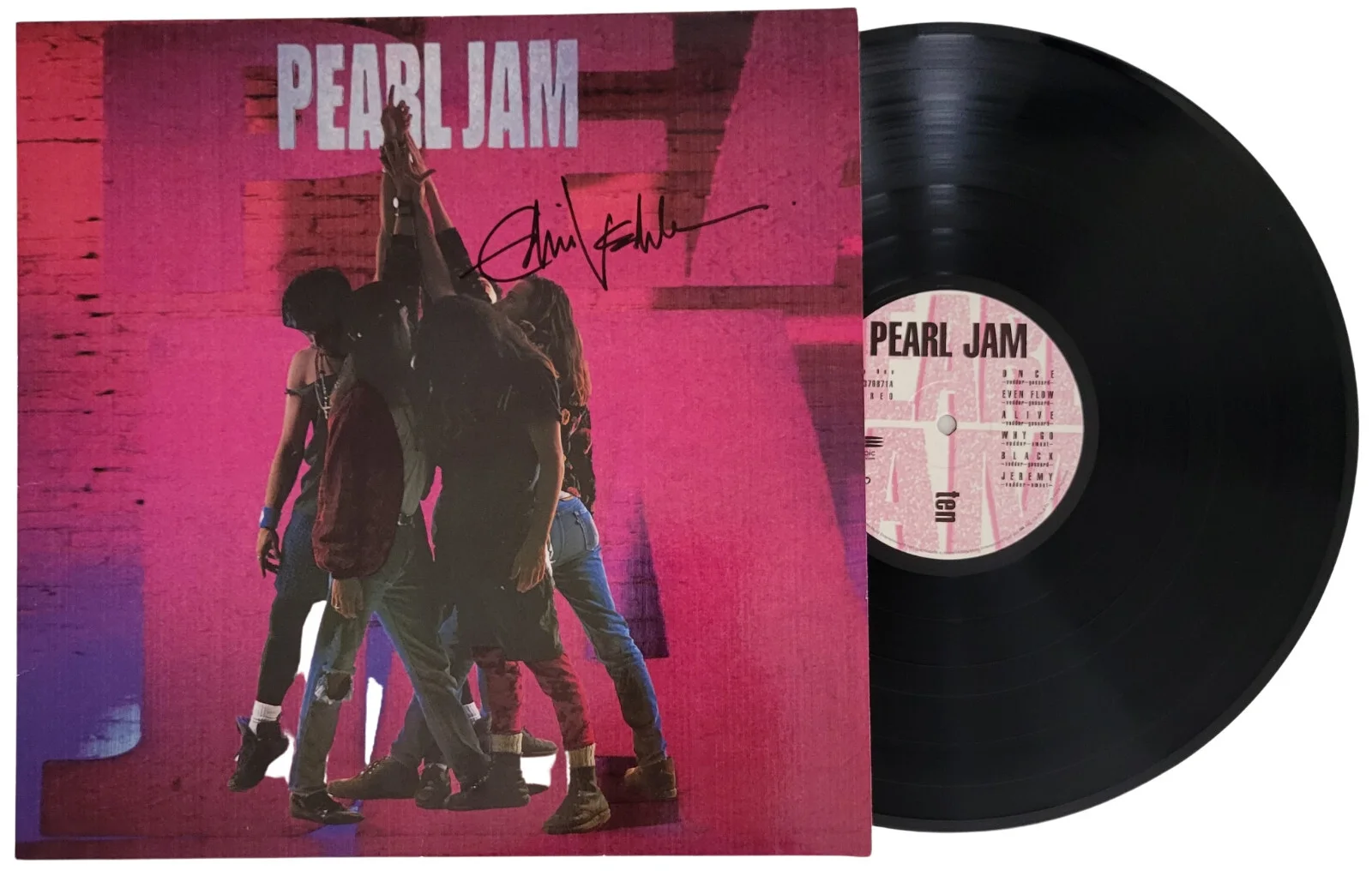 Eddie Vedder signed Pearl Jam Ten album COA exact proof autographed.vinyl Record, image 2