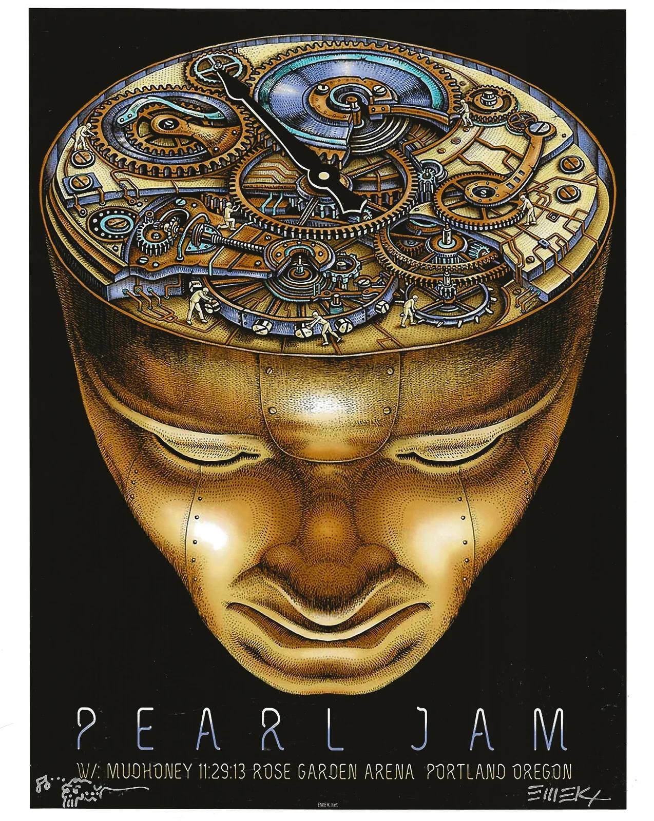 Emek Golan — Emek Golan signed 2013 Pearl Jam gig poster 8x10 photo COA exact proof autograph, изображение 2