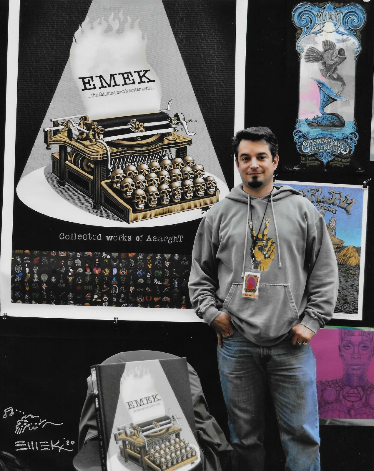 Emek Golan gig poster artist, illustrator signed 8x10 photo COA exact proof, изображение 2