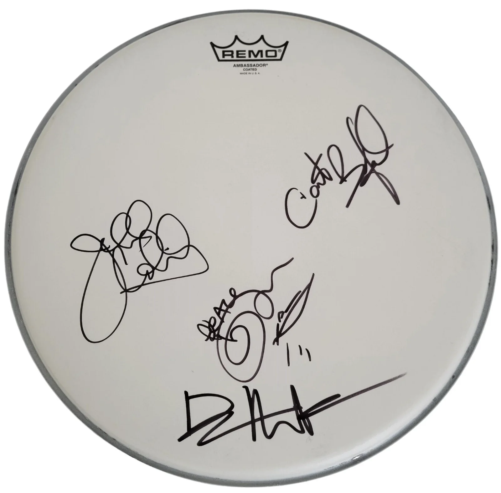 Dave Matthews Carter Beauford Tim Reynolds Jeff Coffin signed Drumhead COA proof, изображение 3