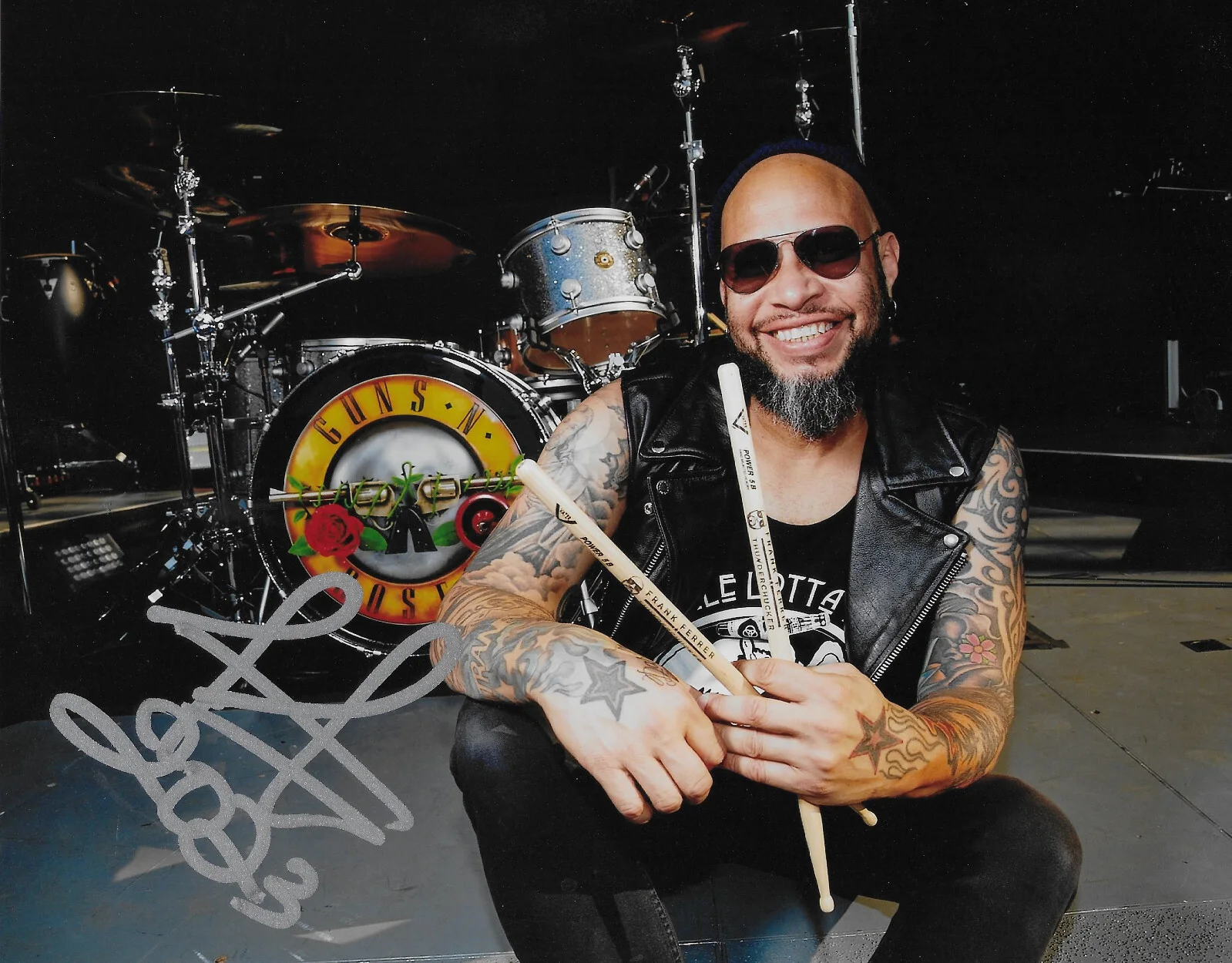 Frank Ferrer Guns N Roses Drummer signed 8x10 photo proof COA autographed GNR, image 2