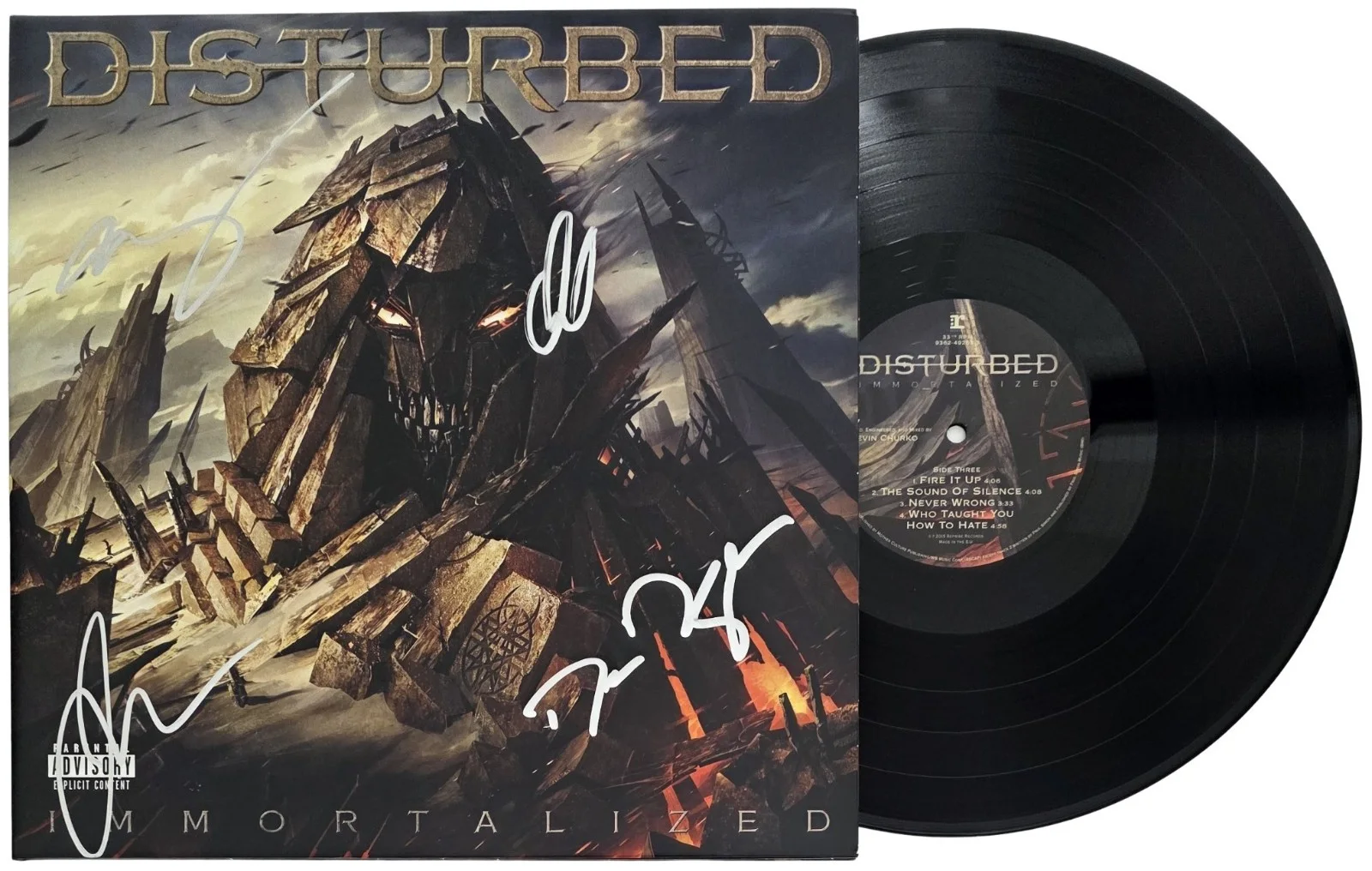 Disturbed Band Signed Immortalized Album COA Proof Autographed Vinyl Record, image 2