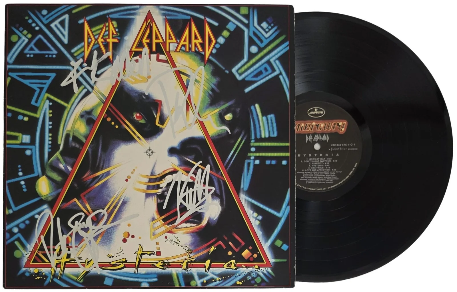Def Leppard Band Signed Hysteria Album COA Exact Proof Autographed Vinyl Record, изображение 2