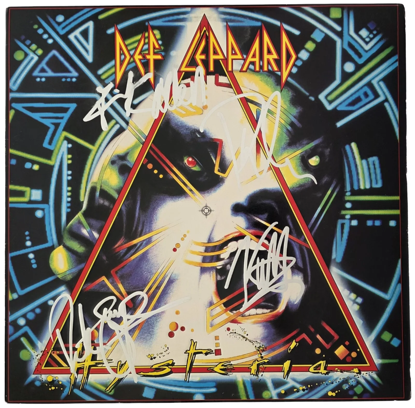Def Leppard Band Signed Hysteria Album COA Exact Proof Autographed Vinyl Record, изображение 3