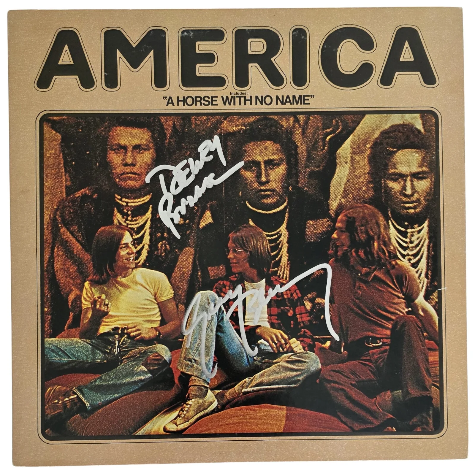 Dewey Bunnell Gerry Beckley Signed America Album COA Exact Proof Vinyl Record, image 3