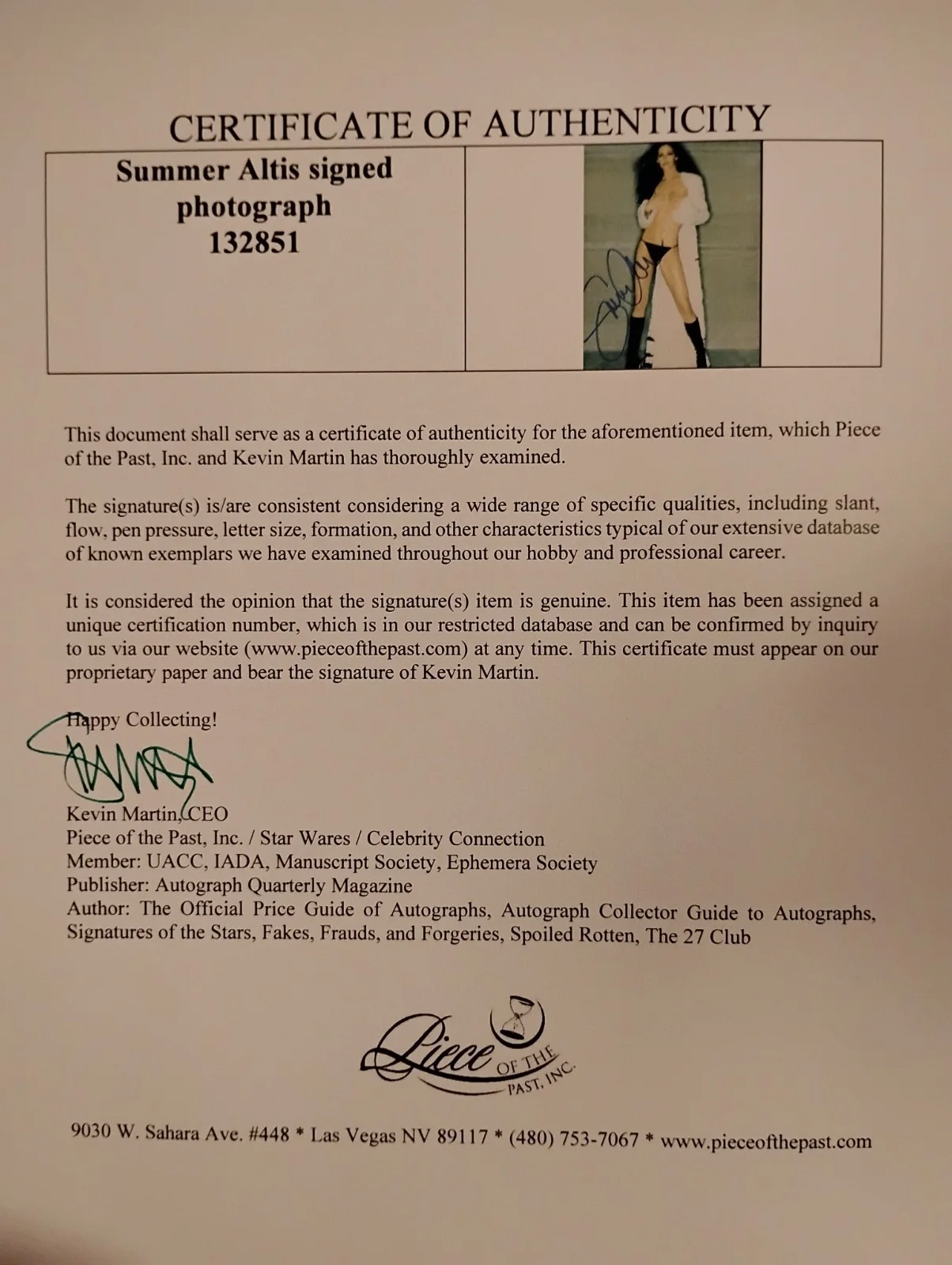 Summer Altis — Vintage Summer Altis Signed Autographed 8x10 Photograph W/COA, image 2