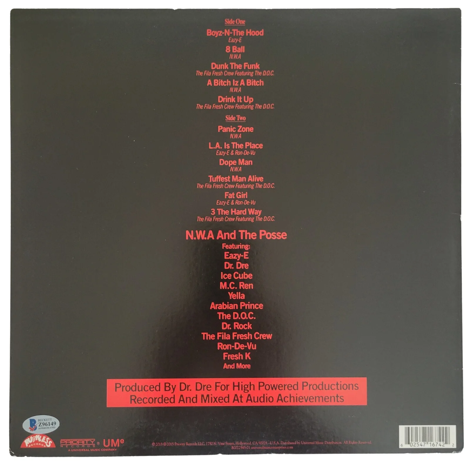 DR Dre Ice Cube DJ Yella signed NWA & Posse album vinyl record Proof Beckett COA, изображение 5