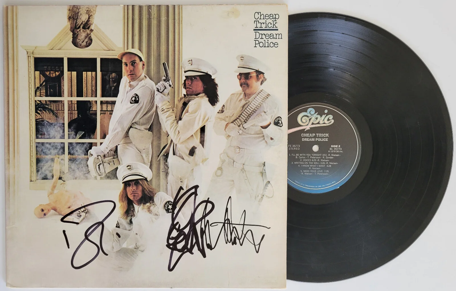 Cheap Trick signed Dream Police album COA exact proof Zander, Peterson, Nielsen, изображение 2