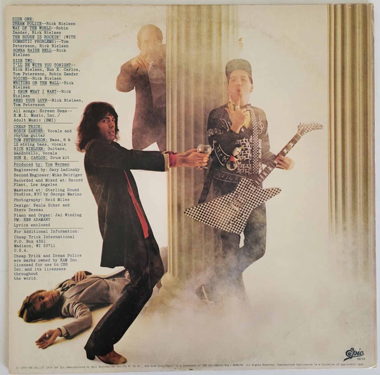 Cheap Trick signed Dream Police album COA exact proof Zander, Peterson, Nielsen, изображение 4