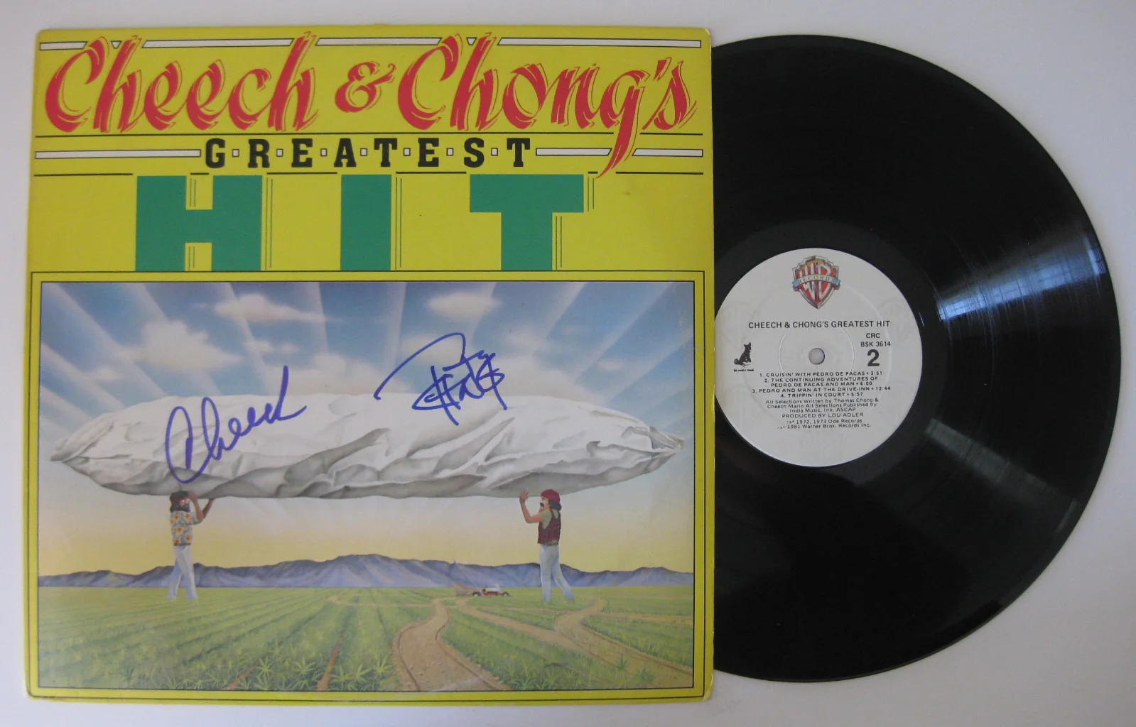 Cheech and Chong Signed Greatest Hit Album Exact Proof Beckett COA Vinyl Record, изображение 3