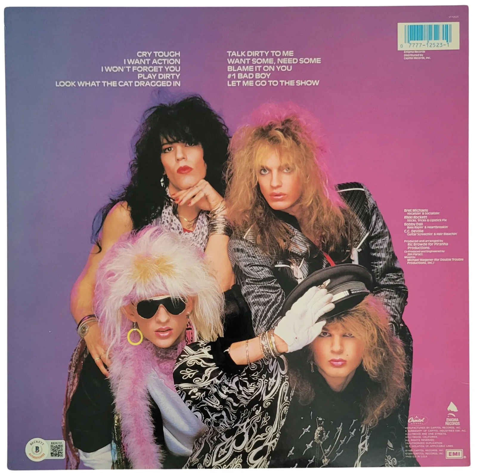 Bret Michaels Signed Poison Look What the Cat Album COA Proof..Autographed Vinyl, image 4