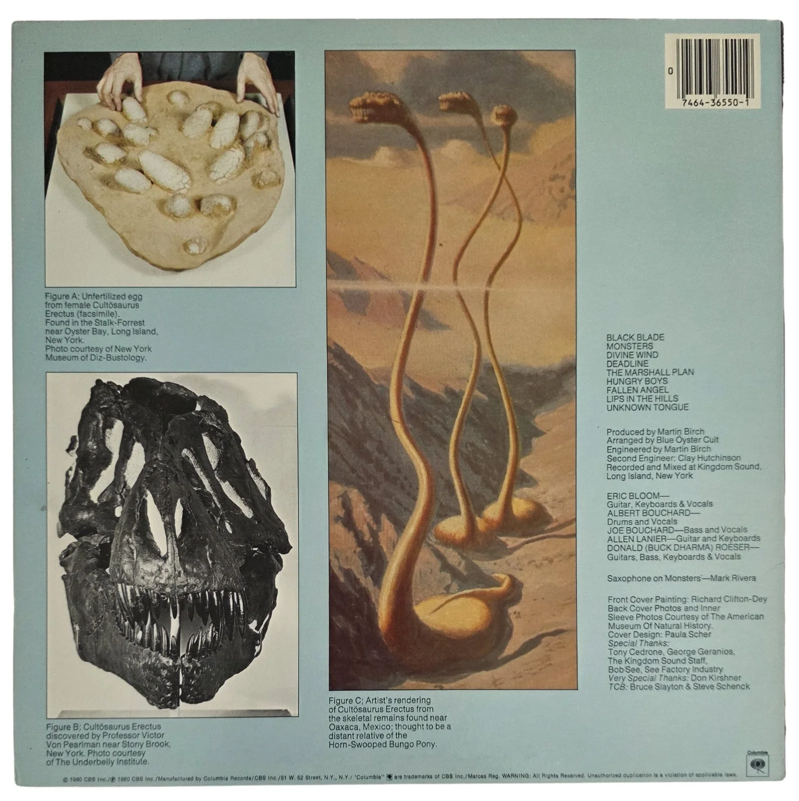 Blue Oyster Cult Signed Cultosaurus Erectus Album COA Proof Autographed Vinyl, изображение 5