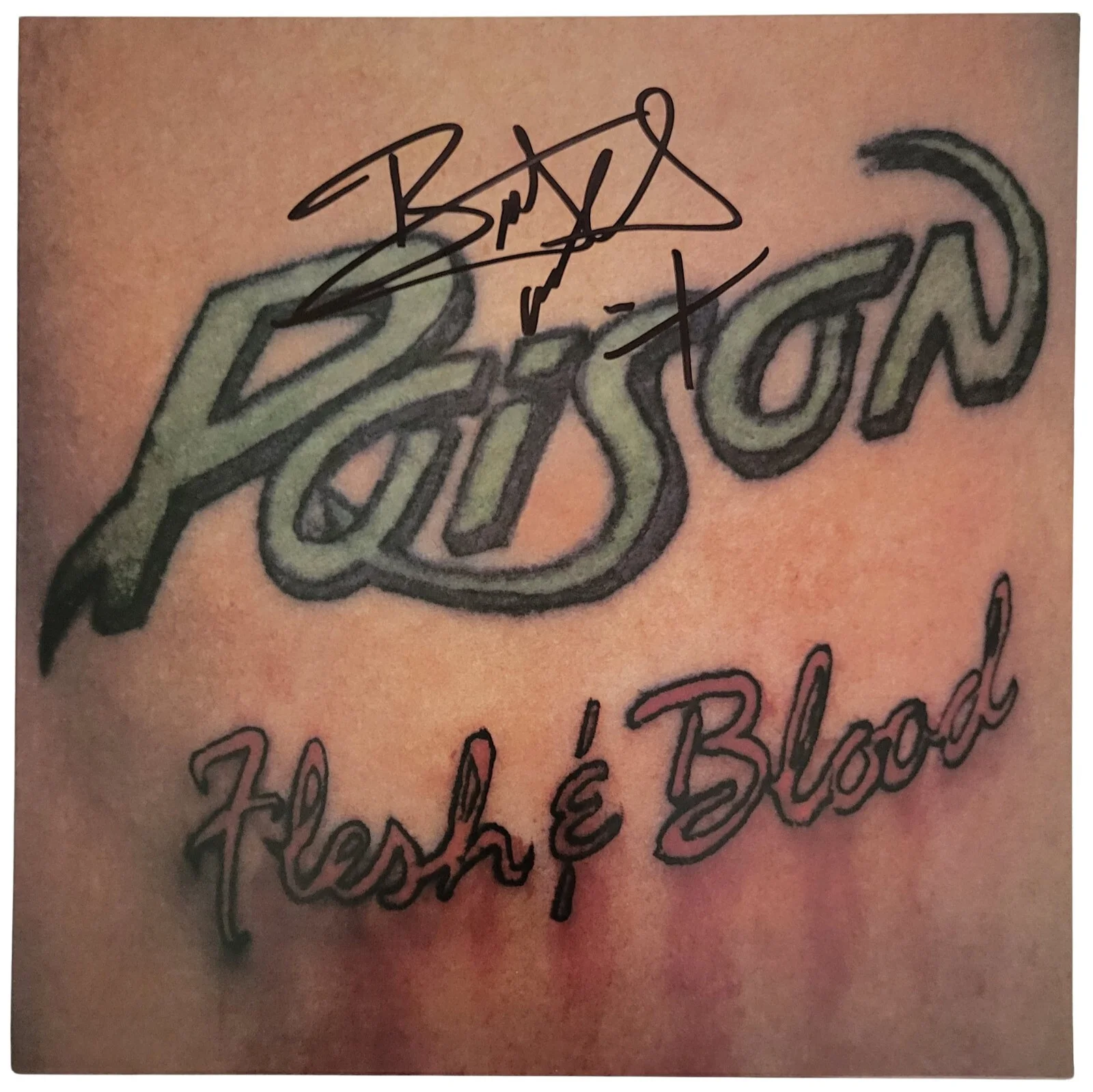 Bret Michaels Signed Poison Flesh & Blood Album COA Proof Autographed Vinyl, изображение 3