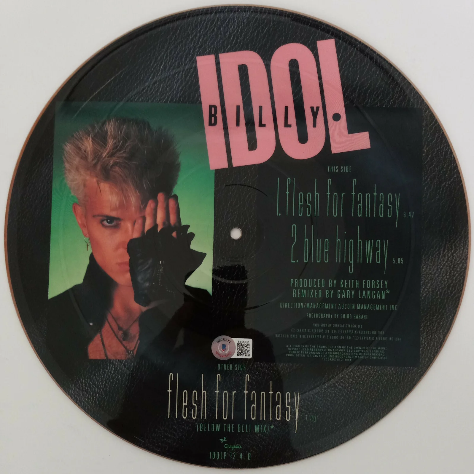 Billy Idol Steve Stevens signed vinyl 12'' picture disc exact proof Beckett COA, image 4