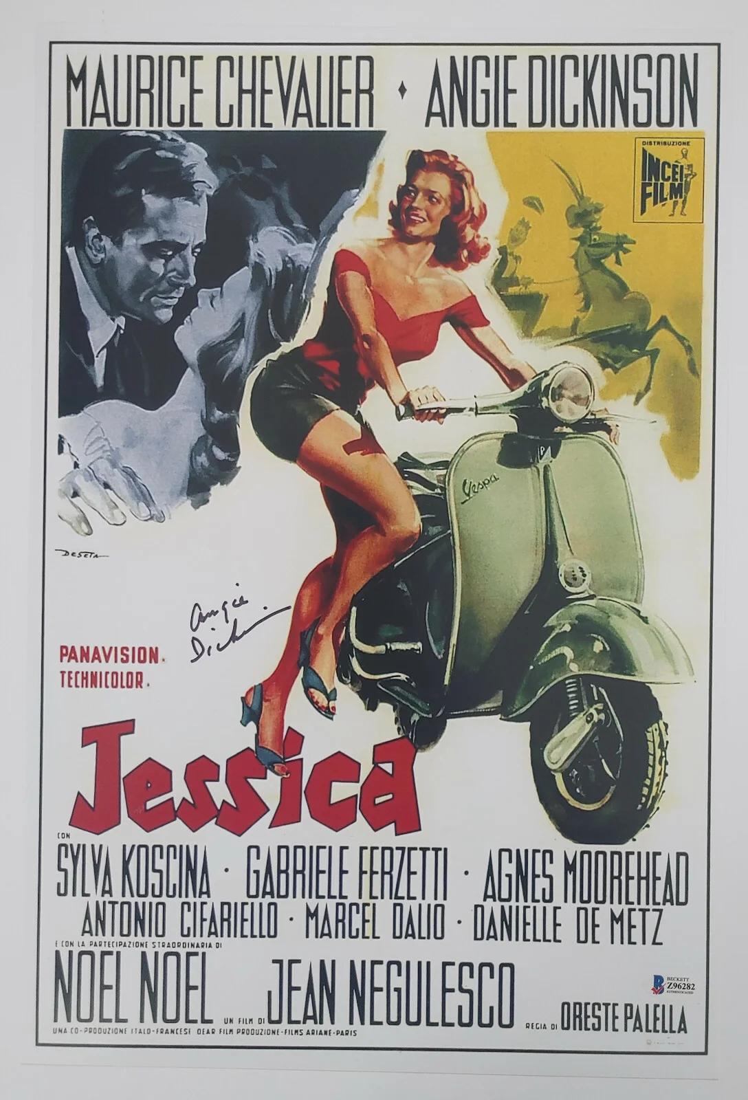 Angie Dickinson — Angie Dickinson signed 12x18 Jessica movie photo poster COA proof. Beckett BAS, изображение 2