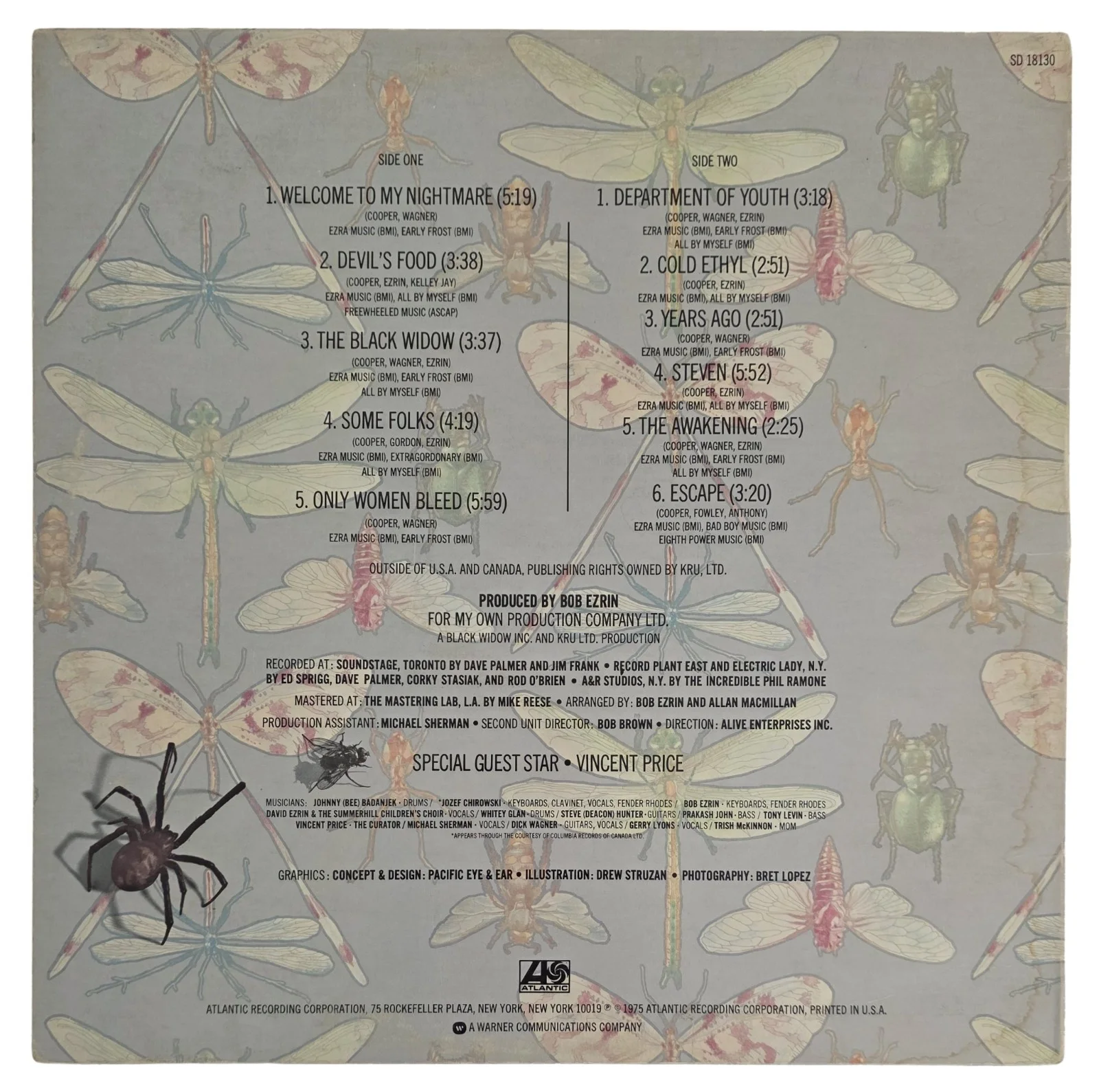 Alice Cooper Signed Welcome to My Nightmare Album COA Proof Autographed Vinyl, image 5