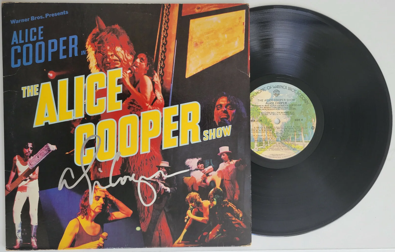 Alice Cooper signed Alice Cooper Show album COA autographed vinyl record proof, изображение 2