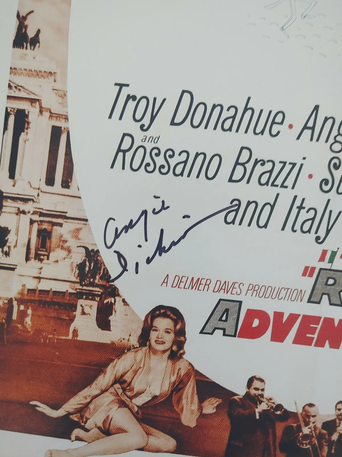 Angie Dickinson — Angie Dickinson signed 12x18 Rome Adventure movie photo poster COA proof Beckett, изображение 3